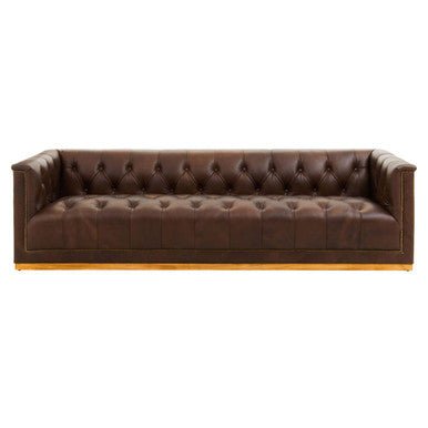 King Three Seater Modern Chesterfield Dark Brown Leather Sofa - Bargainia.com - 