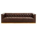 King Three Seater Modern Chesterfield Dark Brown Leather Sofa - Bargainia.com - 