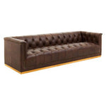 King Three Seater Modern Chesterfield Dark Brown Leather Sofa - Bargainia.com - 