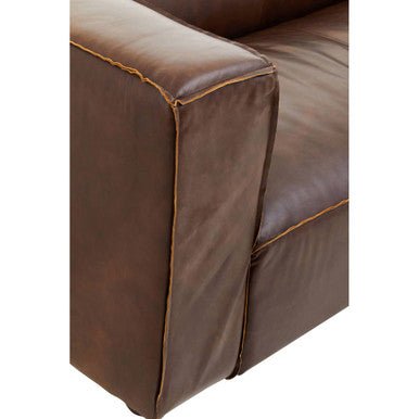 King Two Seater Antique Brown Leather Sofa - Bargainia.com - 
