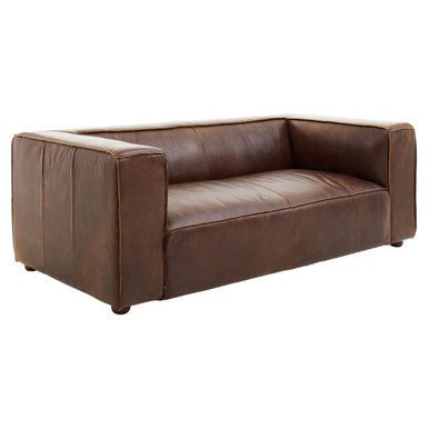 King Two Seater Antique Brown Leather Sofa - Bargainia.com - 