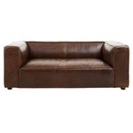 King Two Seater Antique Brown Leather Sofa - Bargainia.com - 