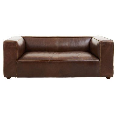 King Two Seater Antique Brown Leather Sofa - Bargainia.com - 
