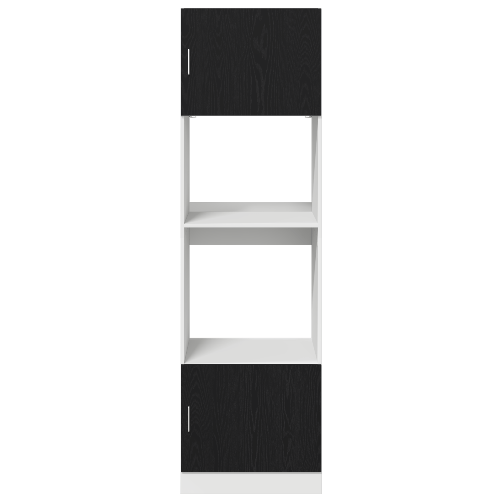 Black Oak & White Kitchen Cabinet Tall Storage Cupboard 207cm - Bargainia.com - 