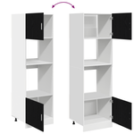 Black Oak & White Kitchen Cabinet Tall Storage Cupboard 207cm - Bargainia.com - 