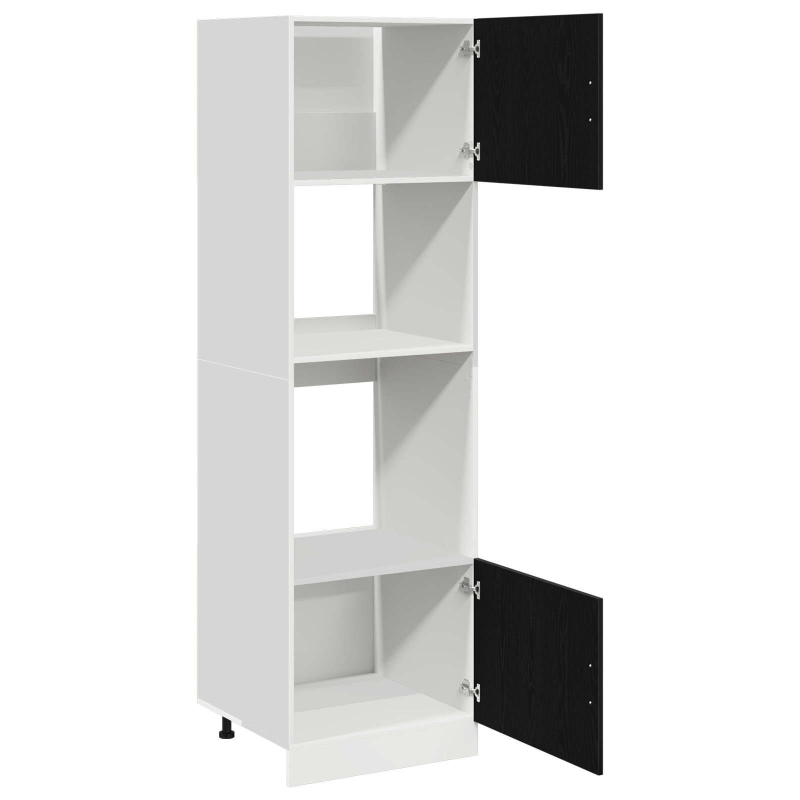 Black Oak & White Kitchen Cabinet Tall Storage Cupboard 207cm - Bargainia.com - 