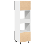 Black Oak & White Kitchen Cabinet Tall Storage Cupboard 207cm - Bargainia.com - 