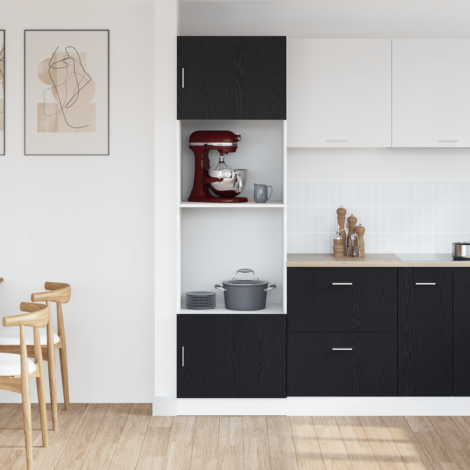 Kitchen Cabinet Black oak Engineered wood 60 x 57 x 207 cm - Bargainia.com - 8721158861818 - 3334018
