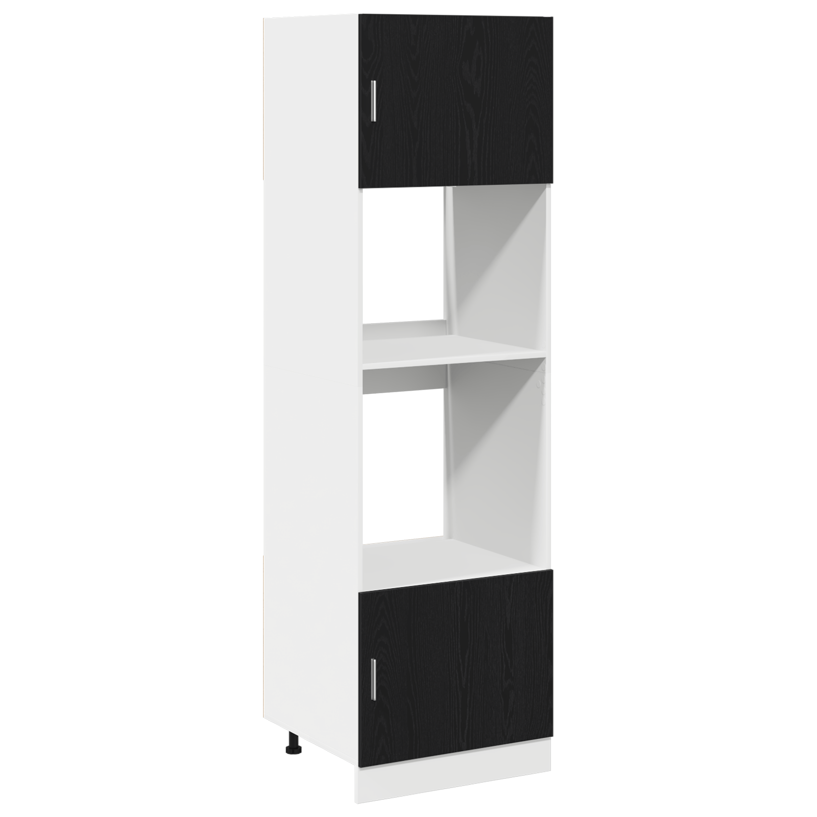 Black Oak & White Kitchen Cabinet Tall Storage Cupboard 207cm - Bargainia.com - 