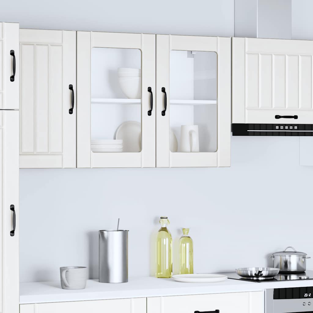 Kitchen Wall Cabinet with Glass Door Lucca White Engineered Wood - Bargainia.com - 8721158421937 - 853847