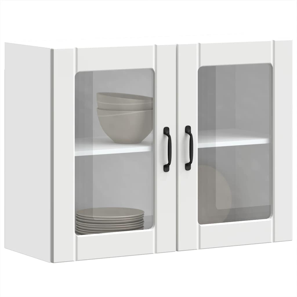 Kitchen Wall Cabinet with Glass Door Lucca White Engineered Wood - Bargainia.com - 8721158421937 - 853847