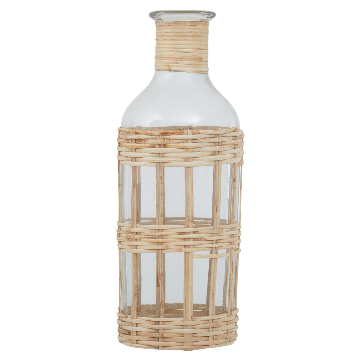 Kuta Natural Cane and Glass Large Vase - Bargainia.com - 5018705987507