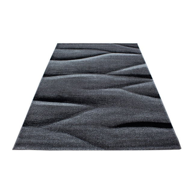 Black Modern Friese Waves Rug - Lucca - Rug Masters