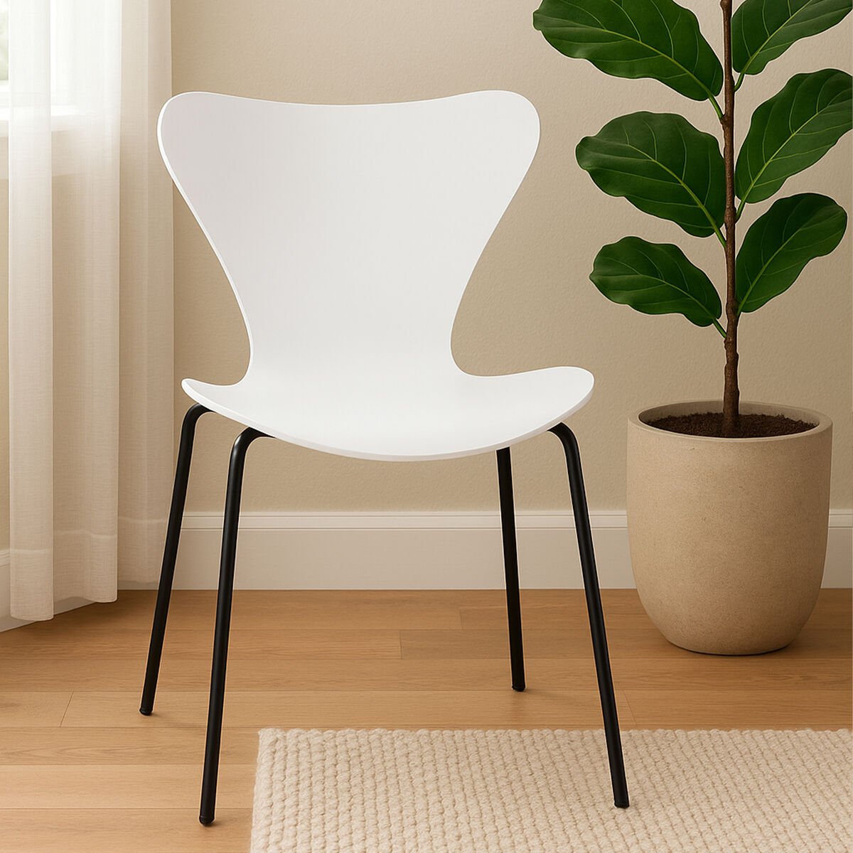 Laila White Seat and Black Legs Dining Chair - Bargainia.com - 5063227000036