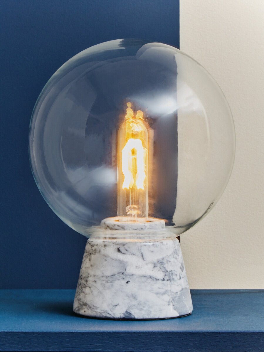 Lamonte Globe Lamp with Grey Marble Base - Bargainia.com - 5018705379975