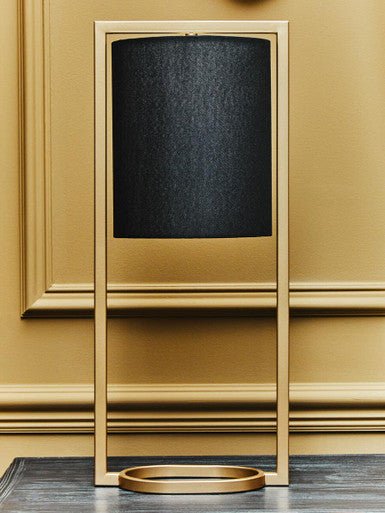 Lara Black Shade With Gold Finish Metal Frame Table Lamp - Bargainia.com - 5018705988283