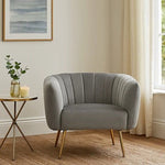 Larissa Grey Velvet Channel Tufted Accent Chair - Bargainia.com - 5018705944951