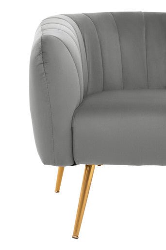 Larissa Grey Velvet Channel Tufted Accent Chair - Bargainia.com - 5018705944951