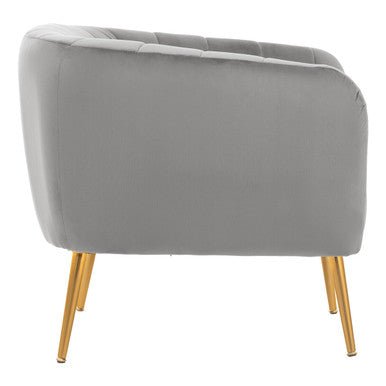 Larissa Grey Velvet Channel Tufted Accent Chair - Bargainia.com - 5018705944951