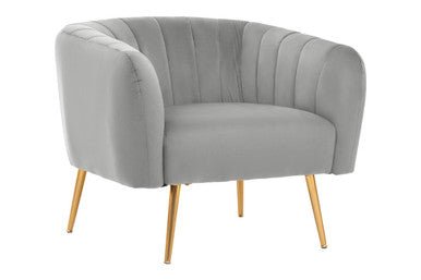 Larissa Grey Velvet Channel Tufted Accent Chair - Bargainia.com - 5018705944951
