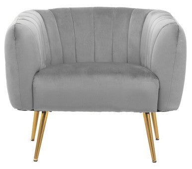 Larissa Grey Velvet Channel Tufted Accent Chair - Bargainia.com - 5018705944951