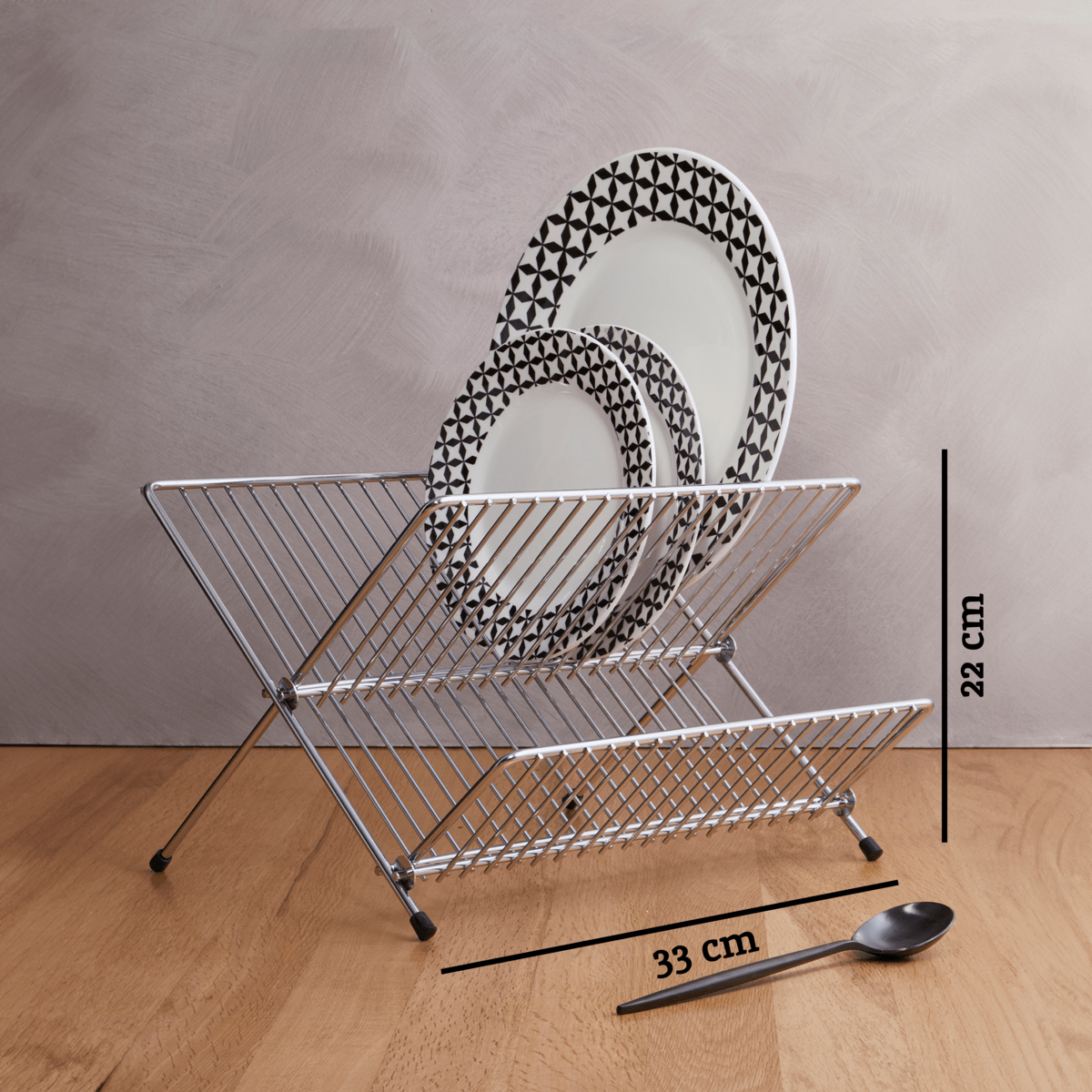 Laurie Small Chrome Folding Dish Drainer - Bargainia.com - 5018705185118