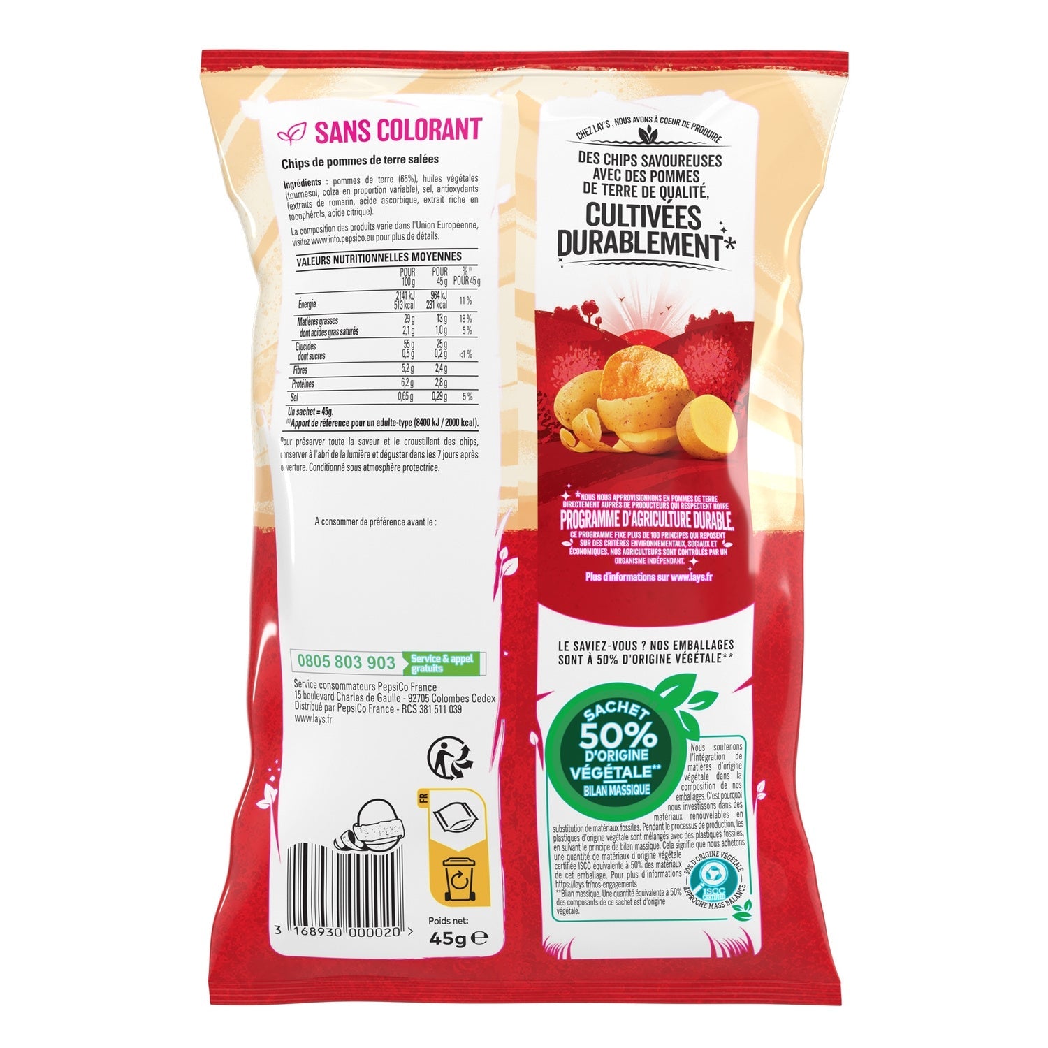 Lays Nature Plain Crisps 20 x 45G (FR Import) Drinks Partner