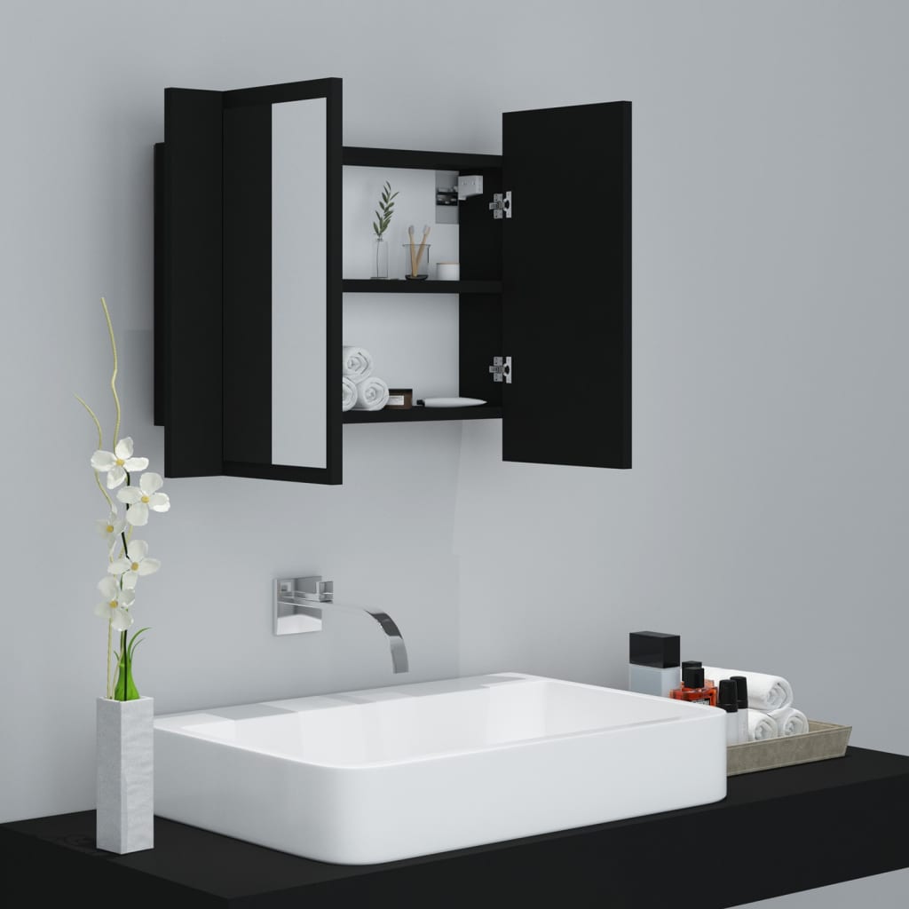 LED Bathroom Mirror Cabinet Black 60x12x45 cm Acrylic - Bargainia.com - 8720286221426 - 804957