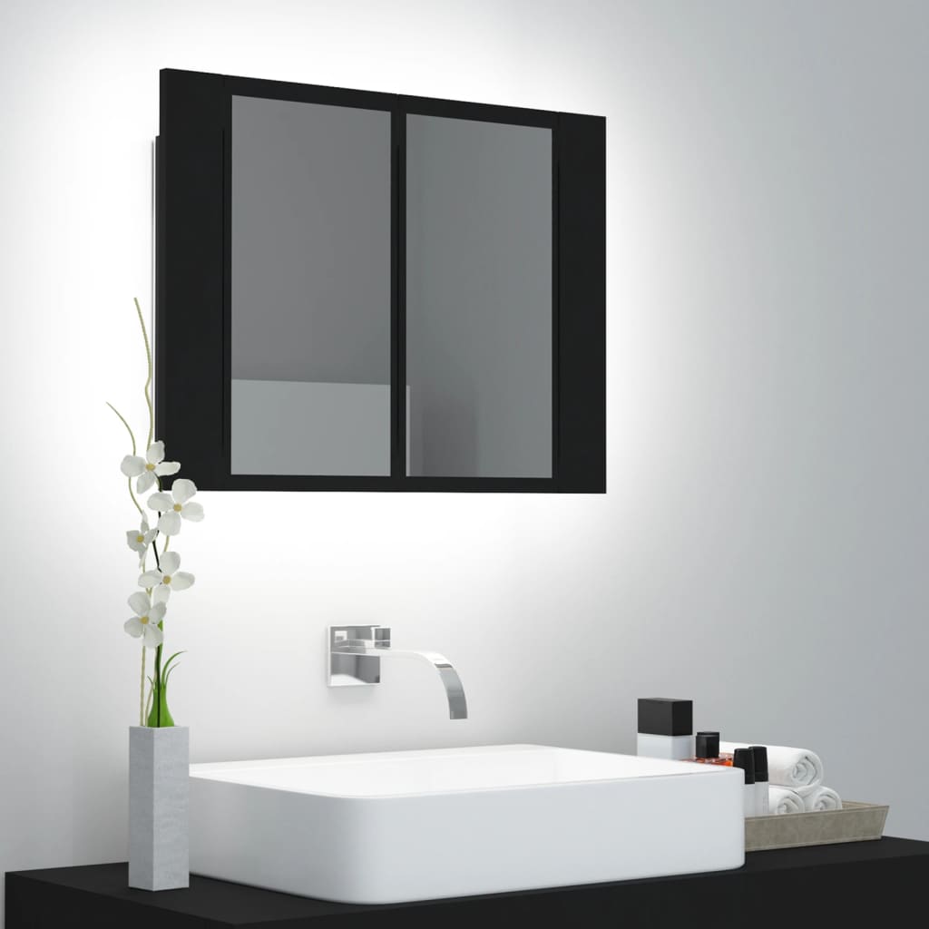 LED Bathroom Mirror Cabinet Black 60x12x45 cm Acrylic - Bargainia.com - 8720286221426 - 804957