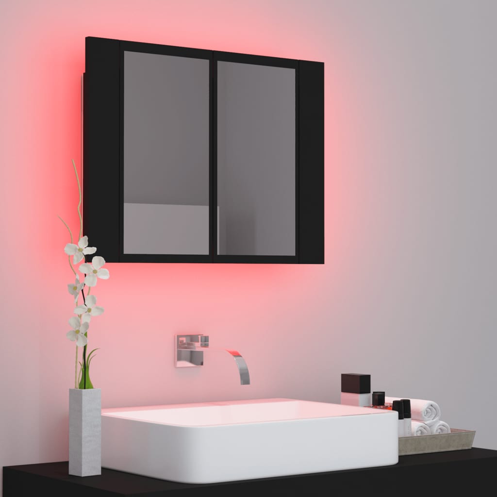 LED Bathroom Mirror Cabinet Black 60x12x45 cm Acrylic - Bargainia.com - 8720286221426 - 804957