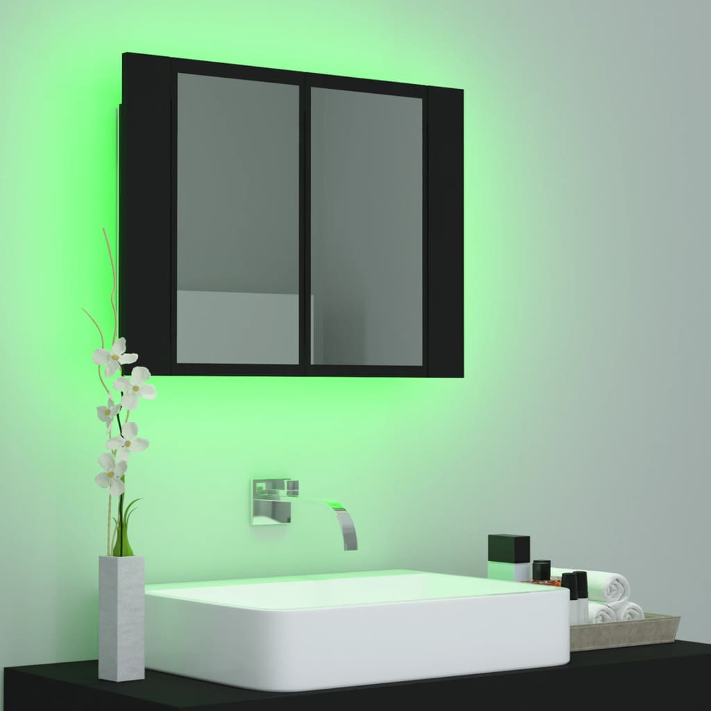LED Bathroom Mirror Cabinet Black 60x12x45 cm Acrylic - Bargainia.com - 8720286221426 - 804957