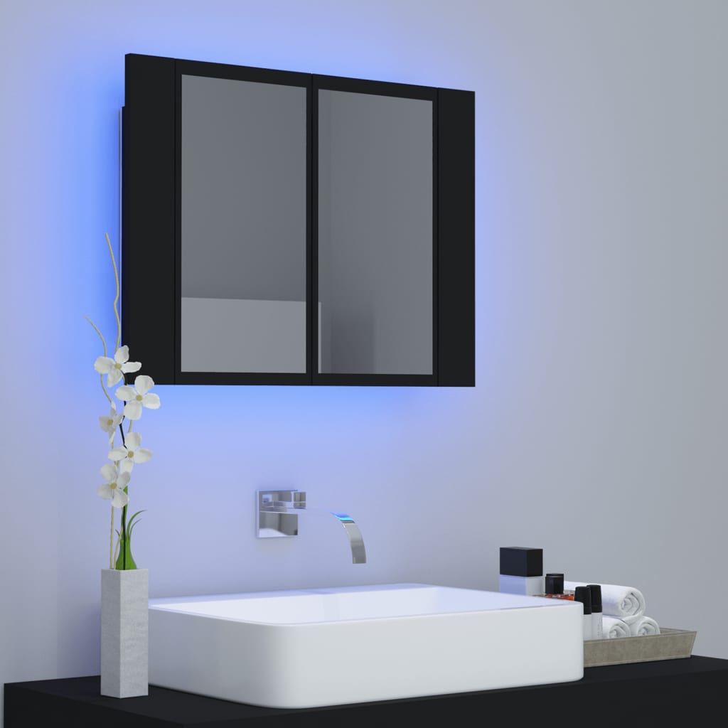 LED Bathroom Mirror Cabinet Black 60x12x45 cm Acrylic - Bargainia.com - 8720286221426 - 804957