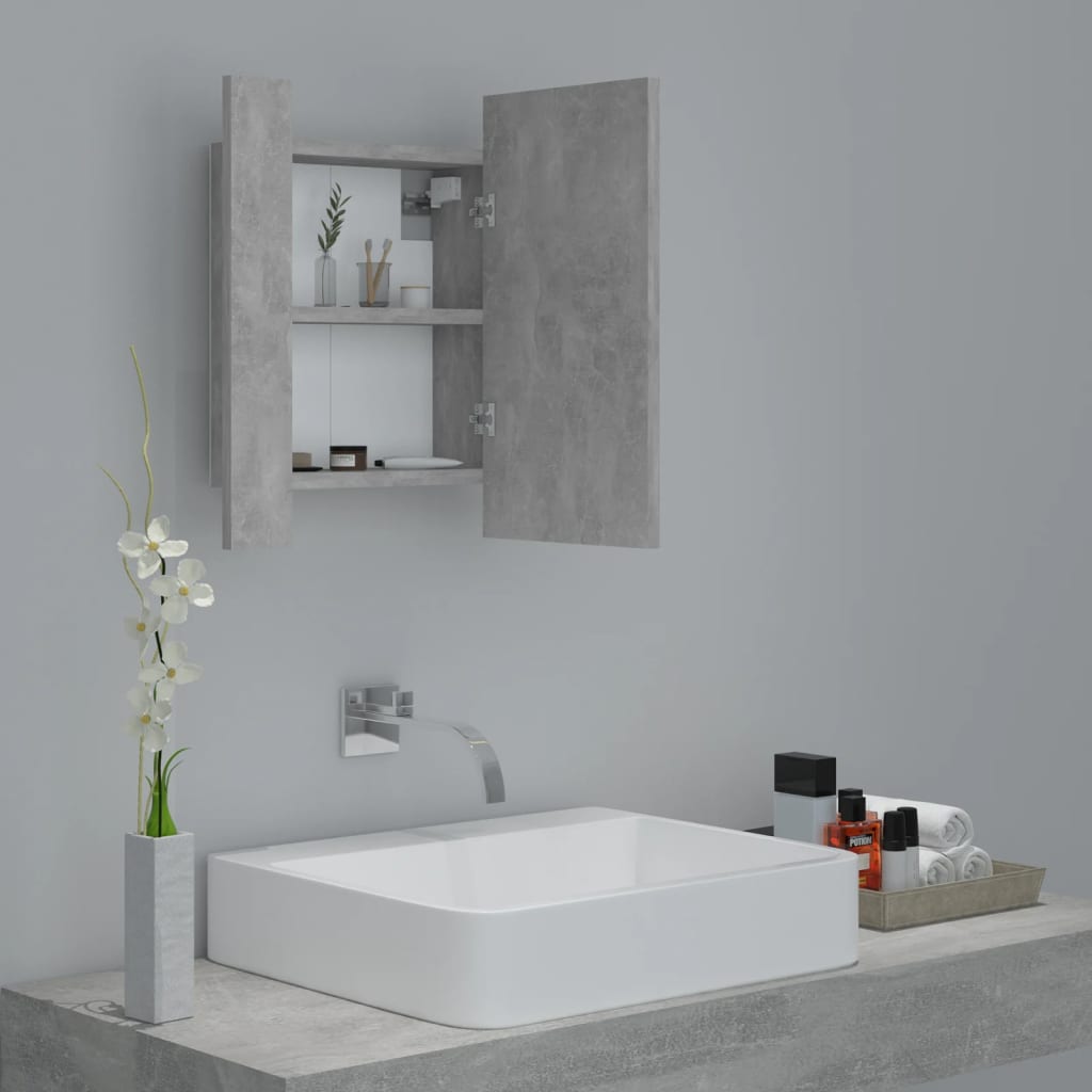 LED Bathroom Mirror Cabinet Concrete Grey 40x12x45 cm Acrylic - Bargainia.com - 8720286221372 - 804952