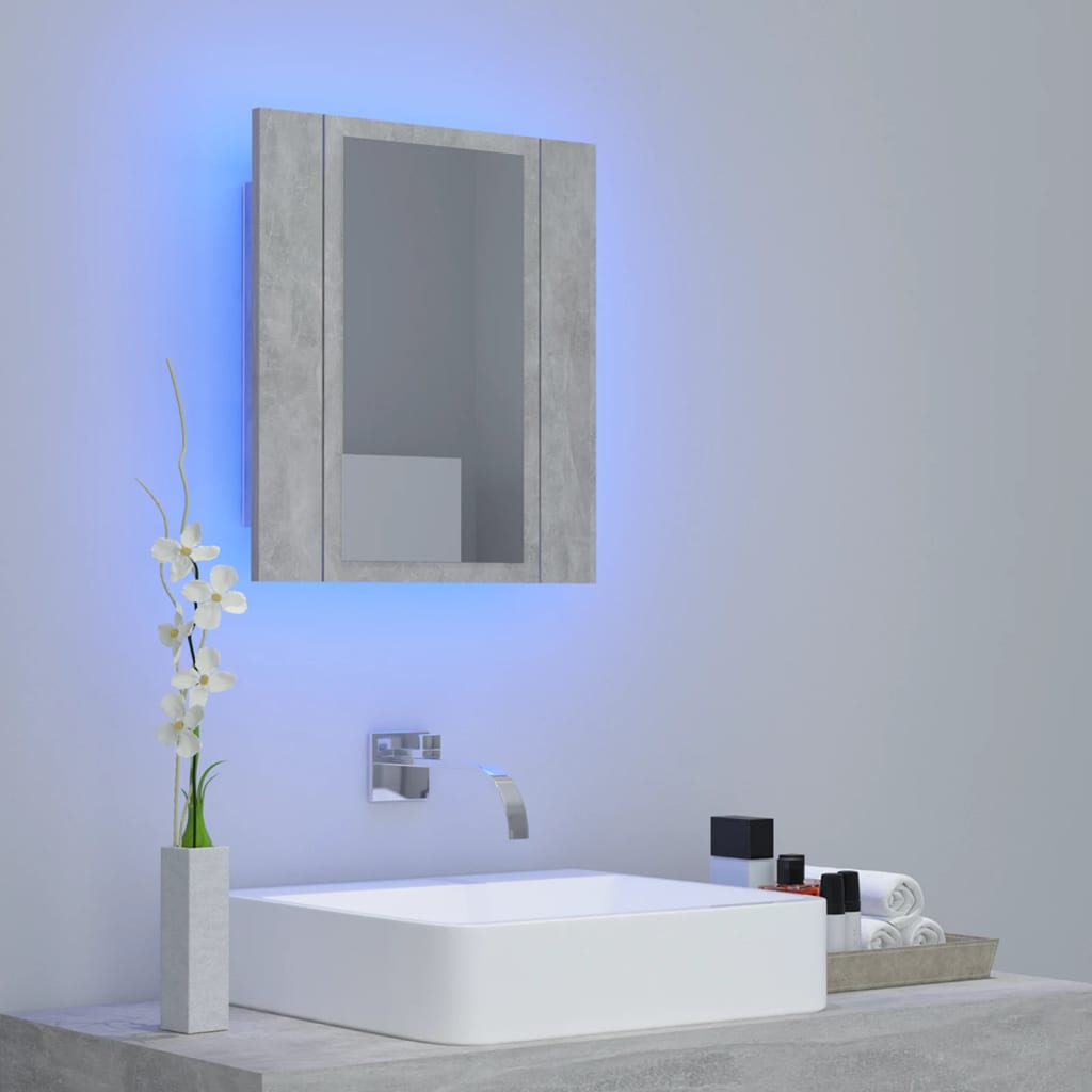 LED Bathroom Mirror Cabinet Concrete Grey 40x12x45 cm Acrylic - Bargainia.com - 8720286221372 - 804952