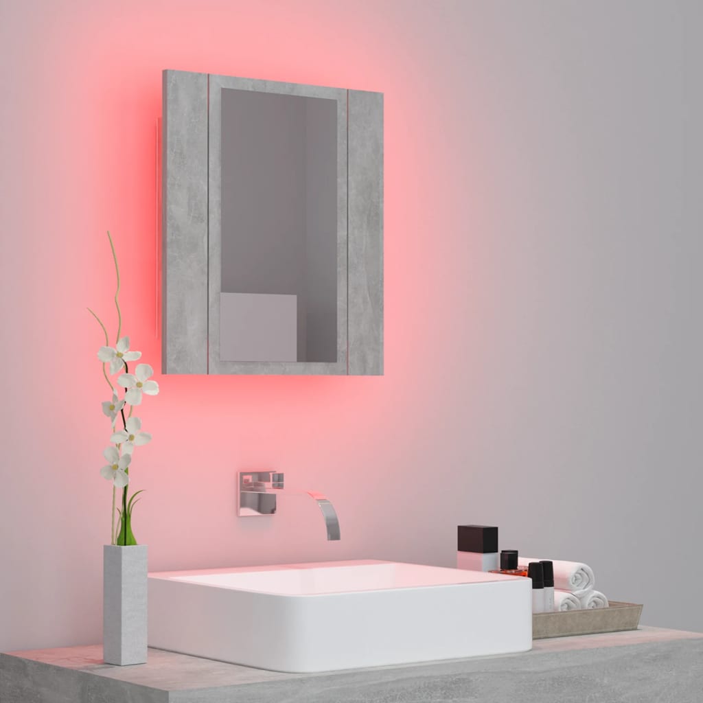 LED Bathroom Mirror Cabinet Concrete Grey 40x12x45 cm Acrylic - Bargainia.com - 8720286221372 - 804952