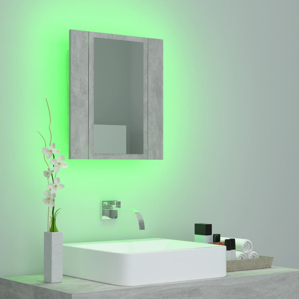 LED Bathroom Mirror Cabinet Concrete Grey 40x12x45 cm Acrylic - Bargainia.com - 8720286221372 - 804952