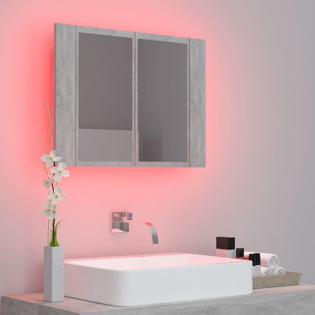 LED Bathroom Mirror Cabinet Concrete Grey 60x12x45 cm Acrylic - Bargainia.com - 8720286221457 - 804960