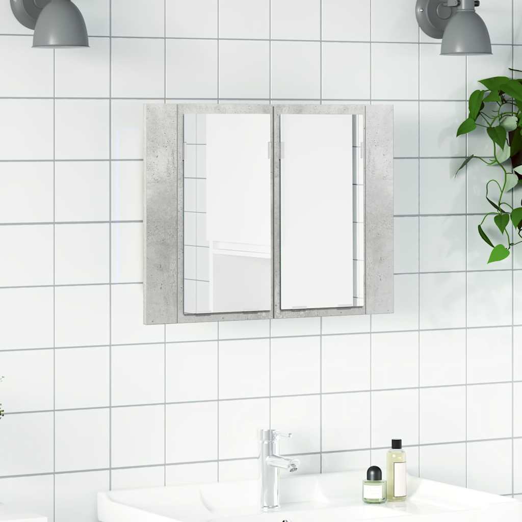 LED Bathroom Mirror Cabinet Concrete Grey 60x12x45 cm Acrylic - Bargainia.com - 