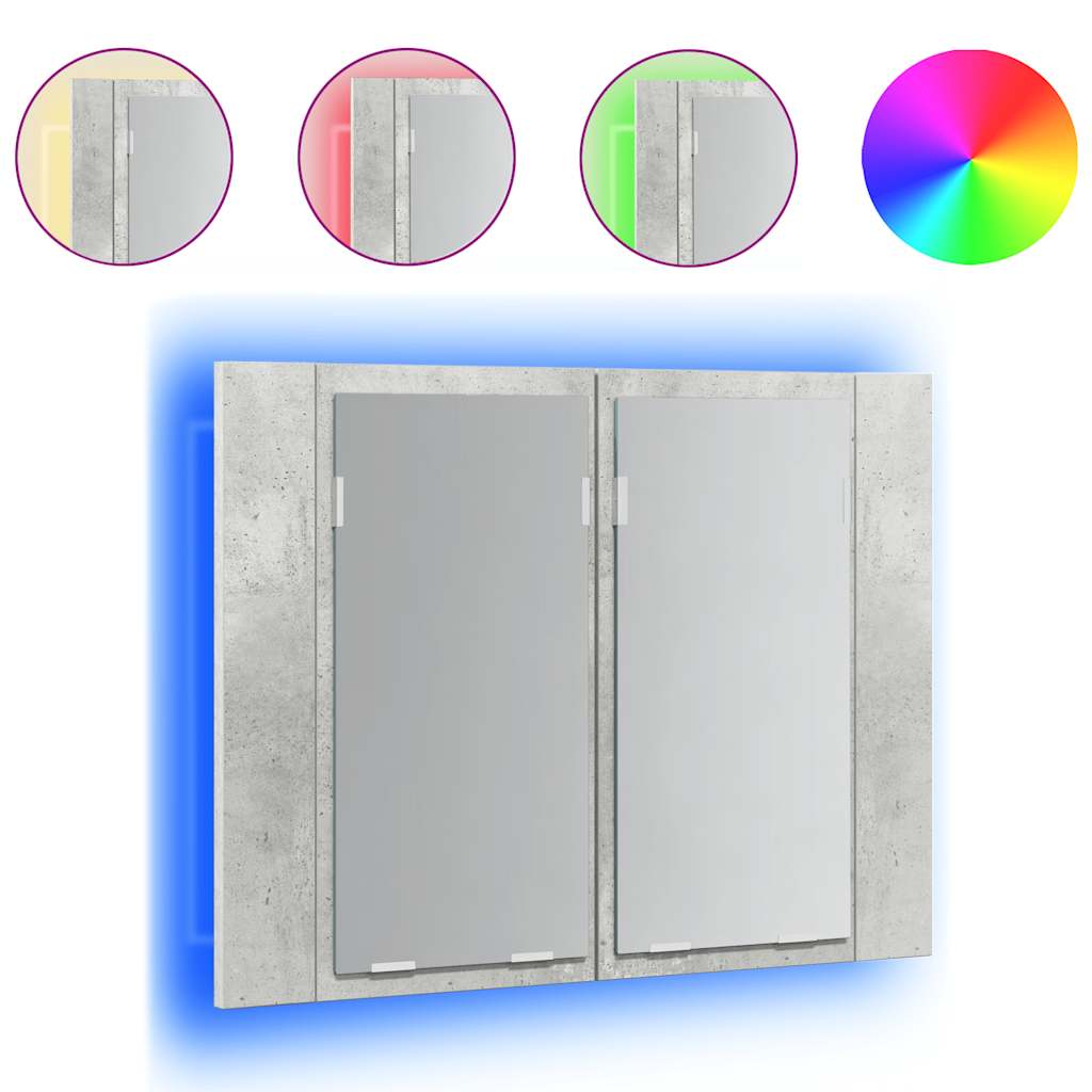 LED Bathroom Mirror Cabinet Concrete Grey 60x12x45 cm Acrylic - Bargainia.com - 