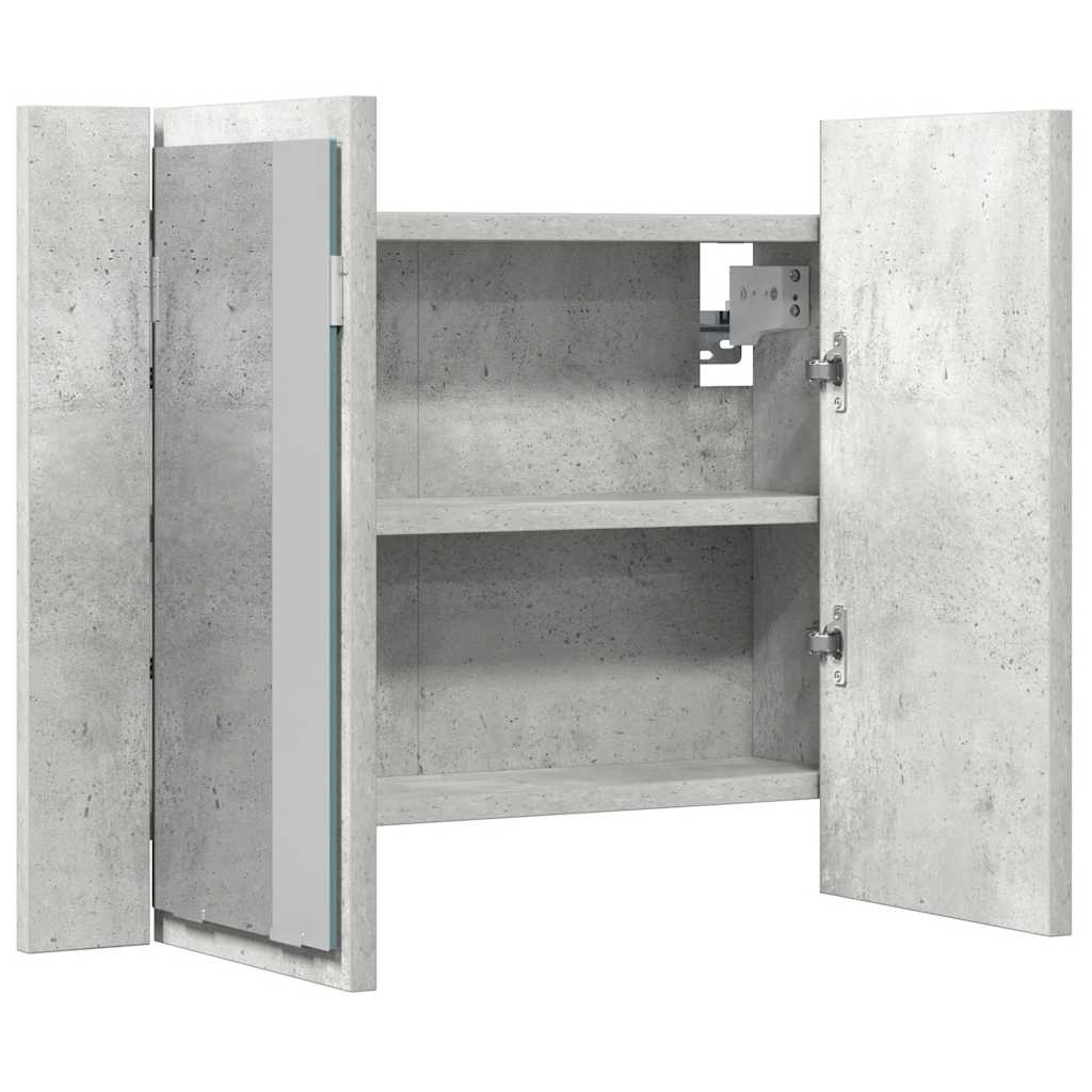 LED Bathroom Mirror Cabinet Concrete Grey 60x12x45 cm Acrylic - Bargainia.com - 