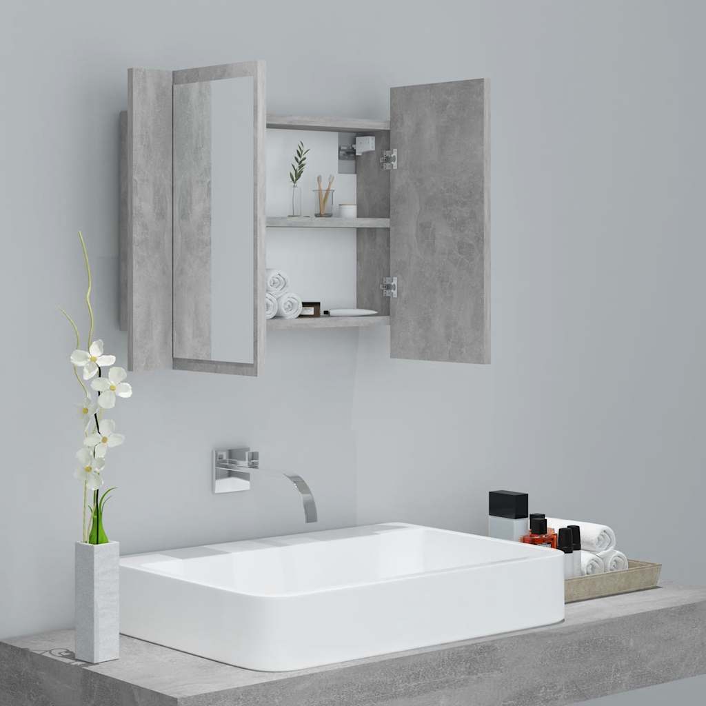 LED Bathroom Mirror Cabinet Concrete Grey 60x12x45 cm Acrylic - Bargainia.com - 