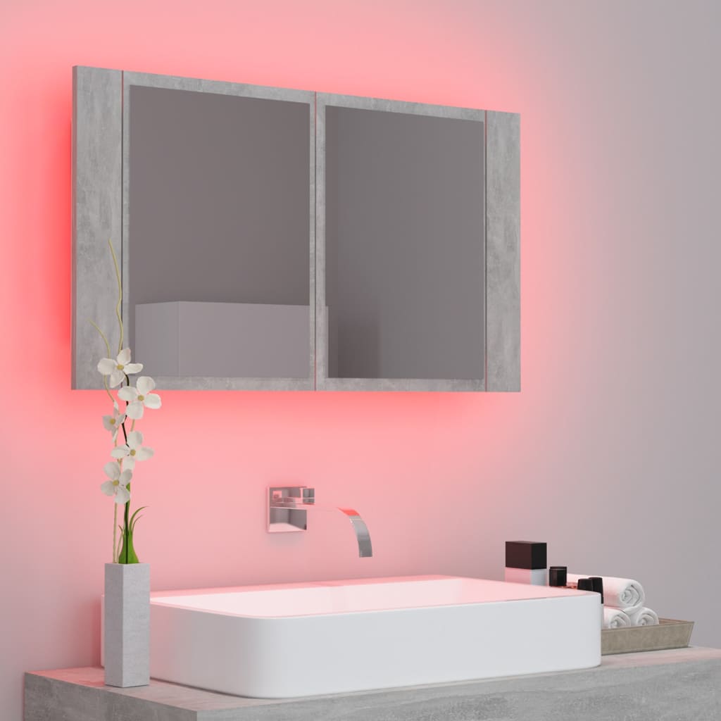 LED Bathroom Mirror Cabinet Concrete Grey 80x12x45 cm Acrylic - Bargainia.com - 8720286221532 - 804968