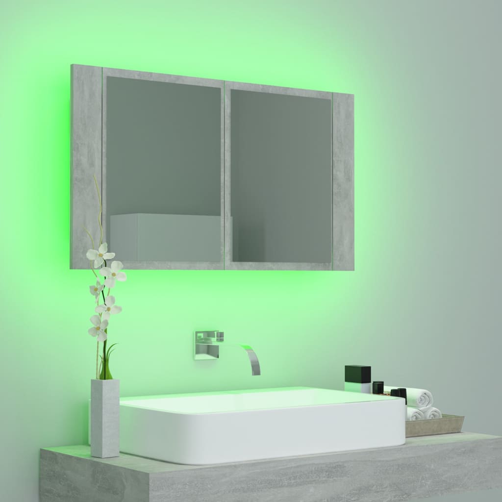 LED Bathroom Mirror Cabinet Concrete Grey 80x12x45 cm Acrylic - Bargainia.com - 8720286221532 - 804968