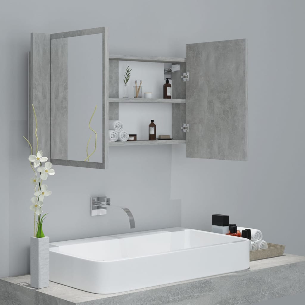 LED Bathroom Mirror Cabinet Concrete Grey 80x12x45 cm Acrylic - Bargainia.com - 8720286221532 - 804968
