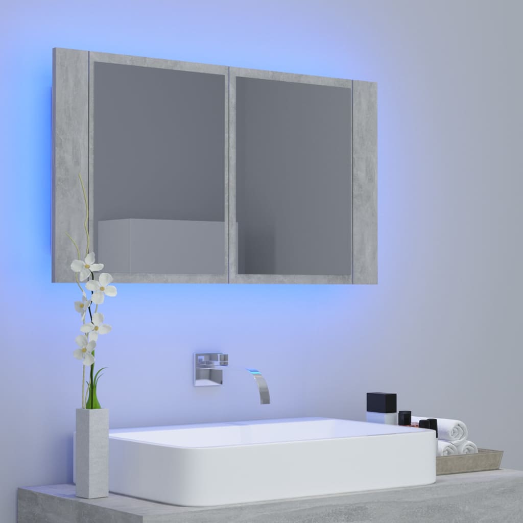 LED Bathroom Mirror Cabinet Concrete Grey 80x12x45 cm Acrylic - Bargainia.com - 8720286221532 - 804968
