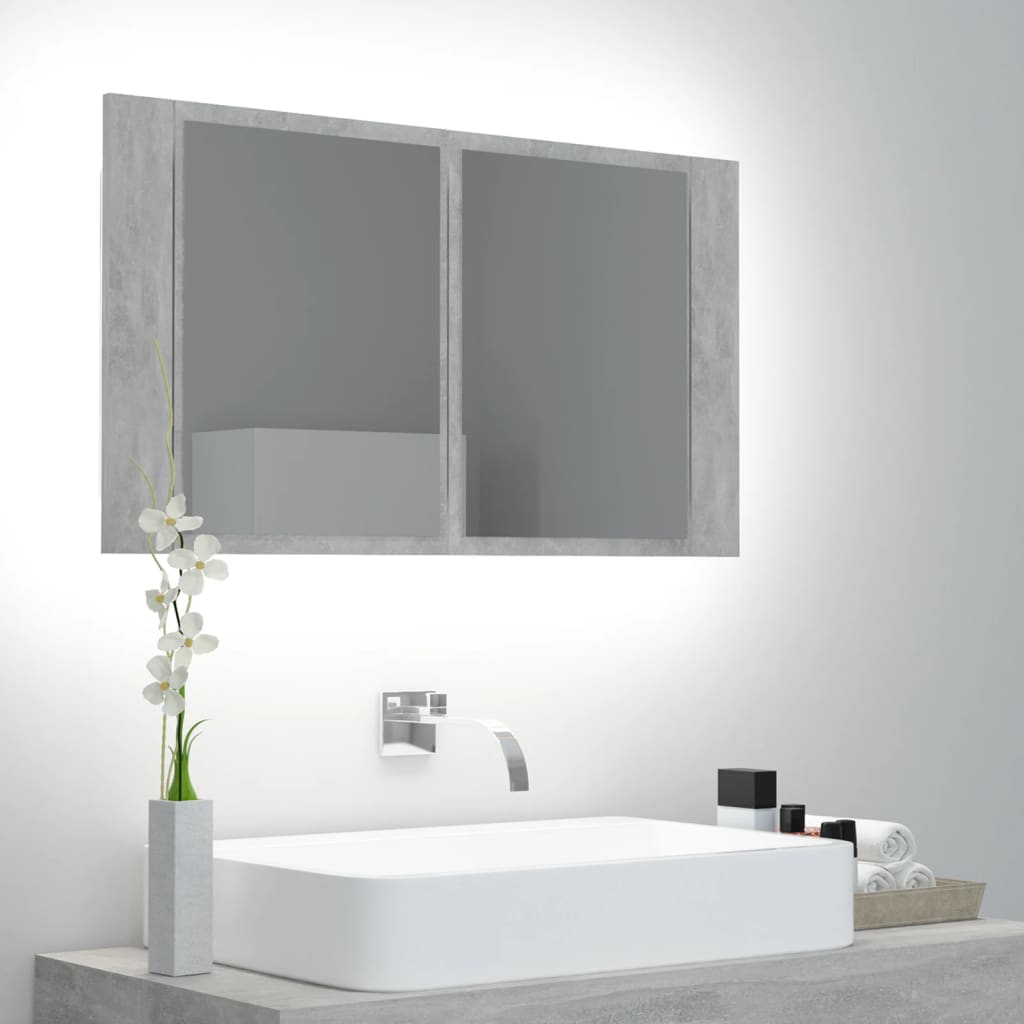 LED Bathroom Mirror Cabinet Concrete Grey 80x12x45 cm Acrylic - Bargainia.com - 8720286221532 - 804968