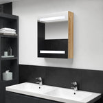 LED Bathroom Mirror Cabinet Oak 50x14x60 cm - Bargainia.com - 