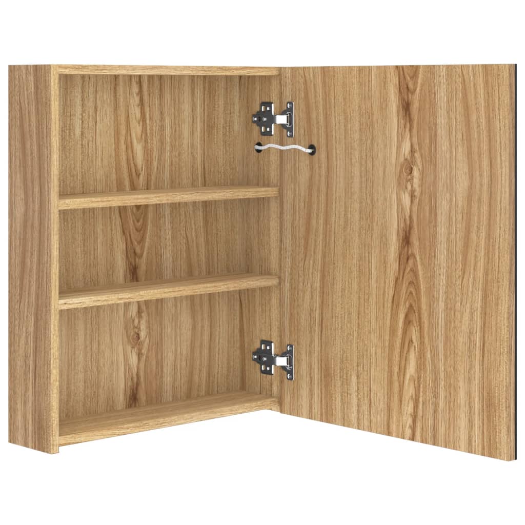 LED Bathroom Mirror Cabinet Oak 50x14x60 cm - Bargainia.com - 