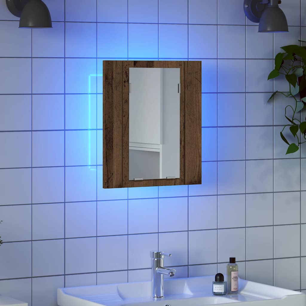 LED Bathroom Mirror Cabinet Old Wood 40x12x45 cm Engineered Wood - Bargainia.com - 8721158437365 - 856279