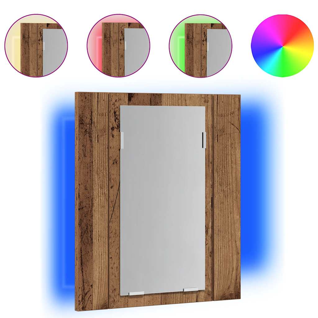 LED Bathroom Mirror Cabinet Old Wood 40x12x45 cm Engineered Wood - Bargainia.com - 8721158437365 - 856279
